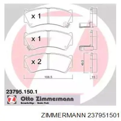 23795.150.1 Zimmermann колодки тормозные передние дисковые