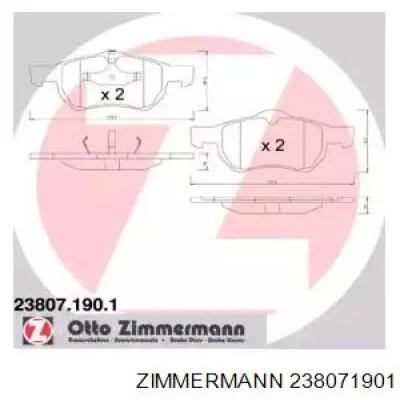 Передние тормозные колодки 238071901 Zimmermann