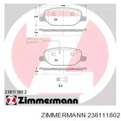 Задние тормозные колодки 238111802 Zimmermann