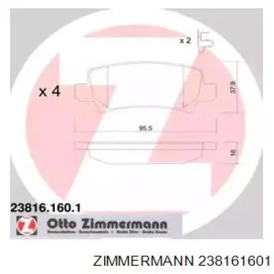 Задние тормозные колодки 238161601 Zimmermann