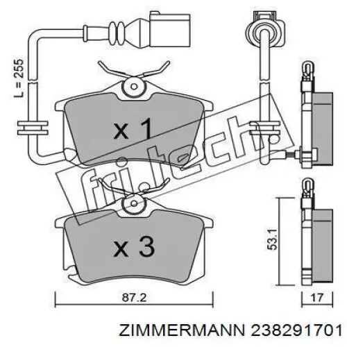 Задние тормозные колодки 238291701 Zimmermann