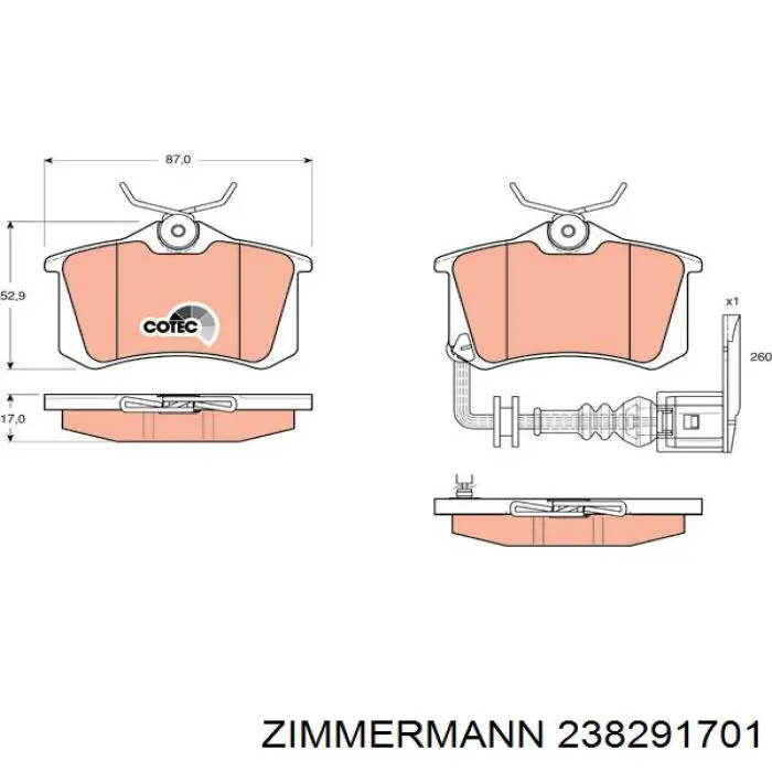 Колодки дисковые  Zimmermann 238291701 цена, от 18.34 USD