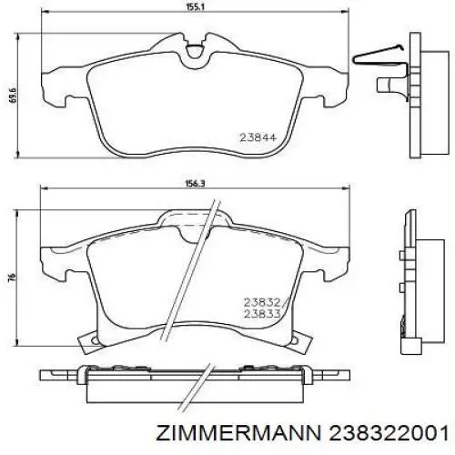 Тормозные колодки Zimmermann 238322001