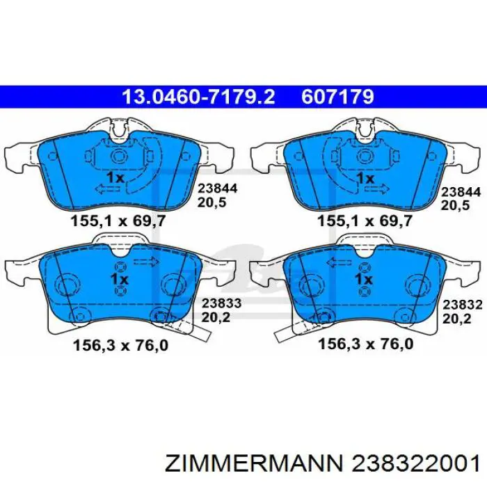 Колодки Zimmermann 238322001 цена, от 37.98 USD