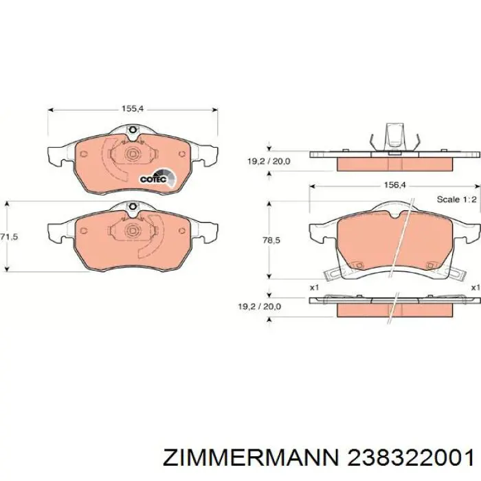 Купить 238322001 Zimmermann Колодки тормозные