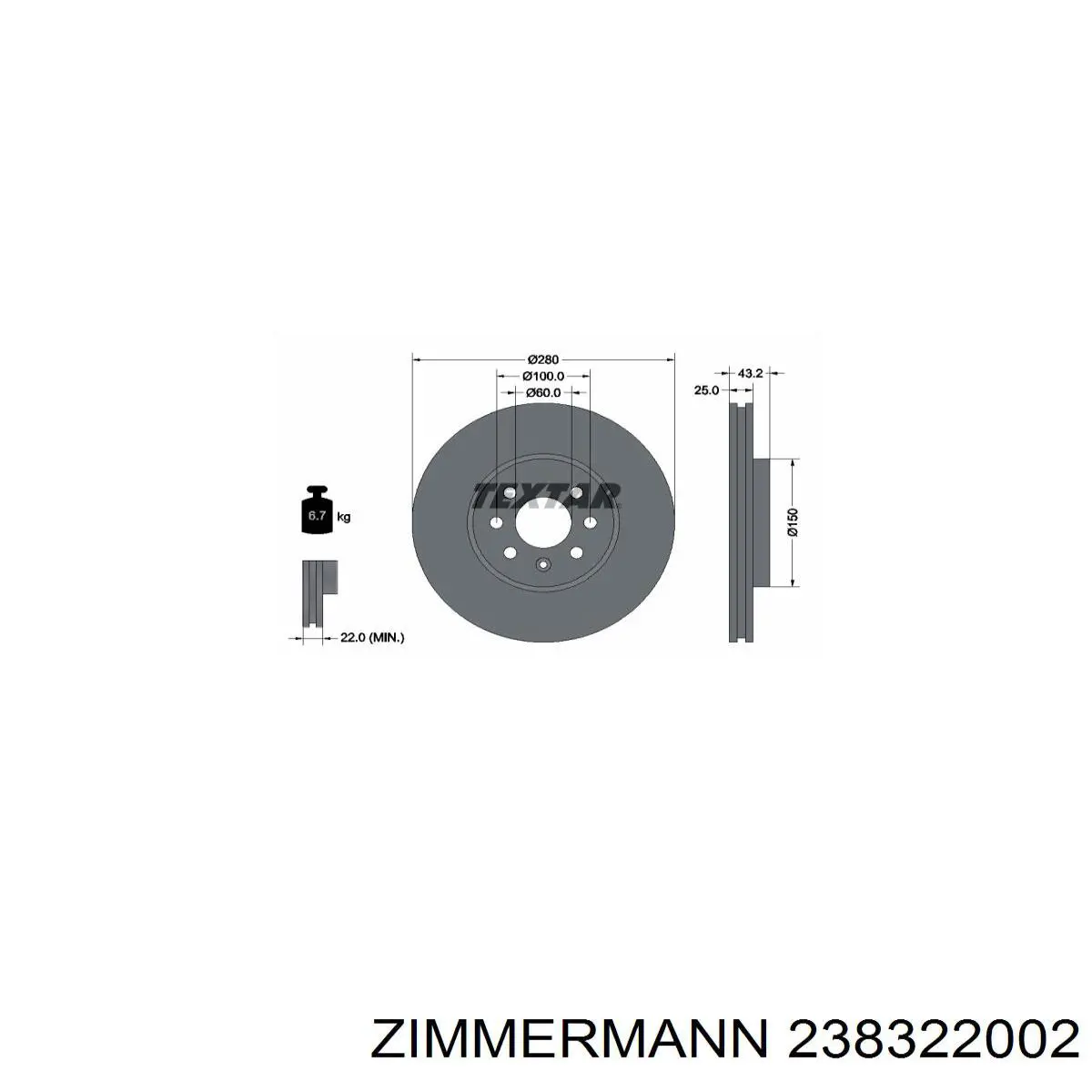 Передние тормозные колодки 238322002 Zimmermann