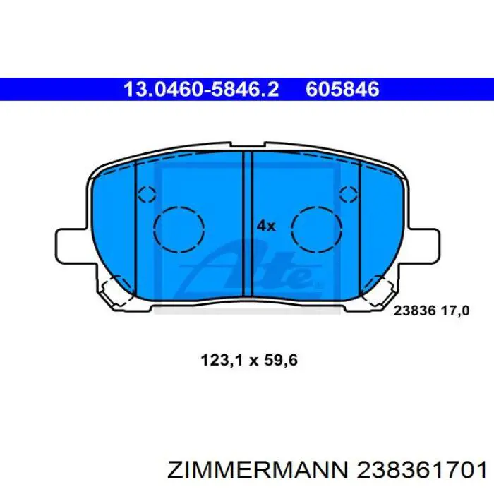 Купить 238361701 Zimmermann Колодки тормозные