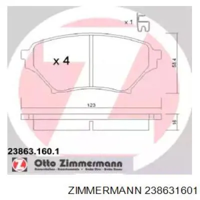 Передние тормозные колодки 238631601 Zimmermann