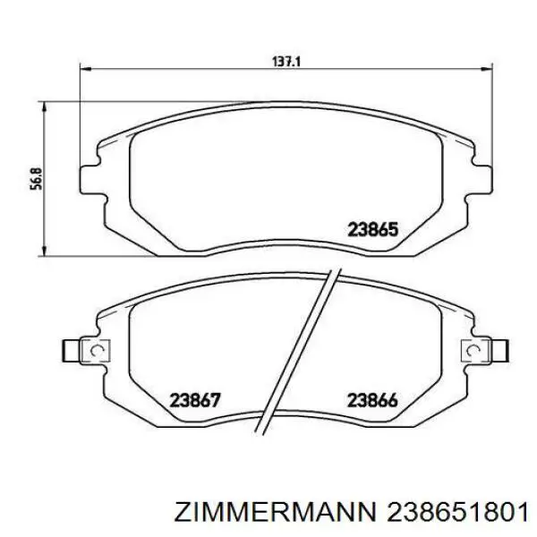 Передние тормозные колодки 238651801 Zimmermann