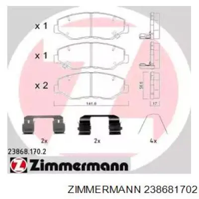 238681702 Zimmermann колодки тормозные передние дисковые