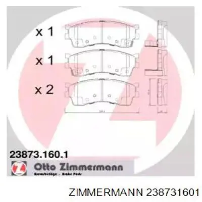 23873.160.1 Zimmermann колодки тормозные передние дисковые