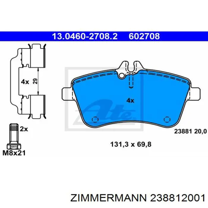Колодки Zimmermann 238812001 цена, от 39.08 USD