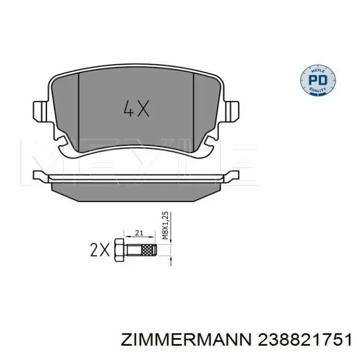 Задние тормозные колодки 238821751 Zimmermann