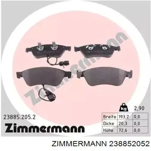 Передние тормозные колодки 238852052 Zimmermann