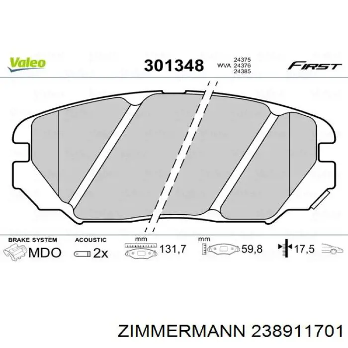 Колодки Zimmermann 238911701 цена, от 34.29 USD