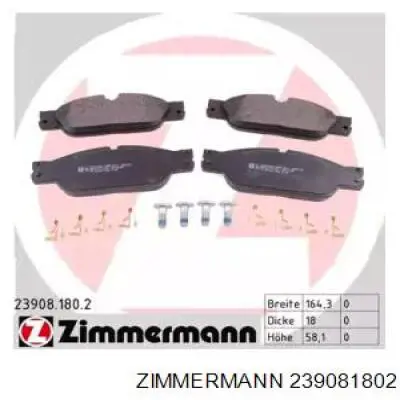 23908.180.2 Zimmermann передние тормозные колодки