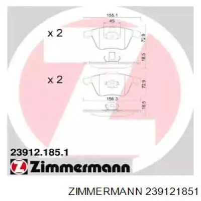 Купить 239121851 Zimmermann Колодки тормозные
