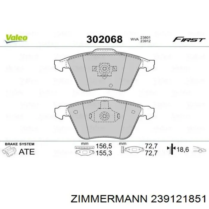 Купить 239121851 Zimmermann Колодки тормозные