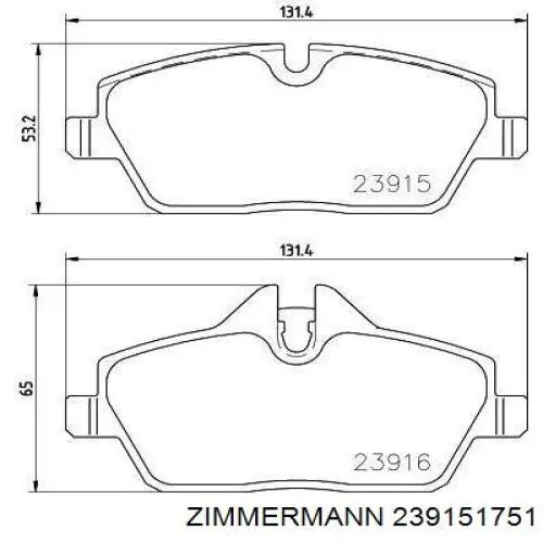 Передние тормозные колодки 239151751 Zimmermann