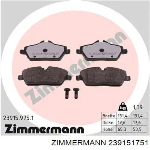 Колодки Zimmermann 239151751 цена, от 54.86 USD
