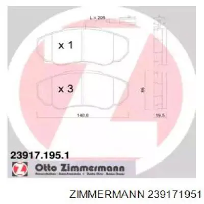 23917.195.1 Zimmermann колодки тормозные передние дисковые