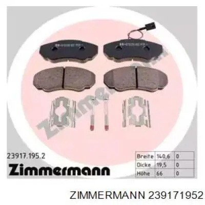 23917.195.2 Zimmermann колодки тормозные передние дисковые