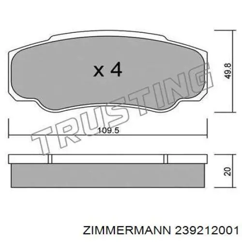 Задние дисковые колодки Zimmermann 239212001