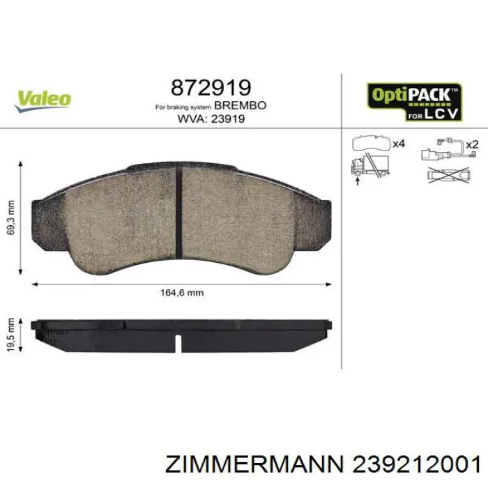 Колодки дисковые  Zimmermann 239212001 цена, от 16.56 USD