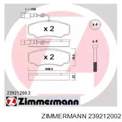 Задние тормозные колодки 239212002 Zimmermann