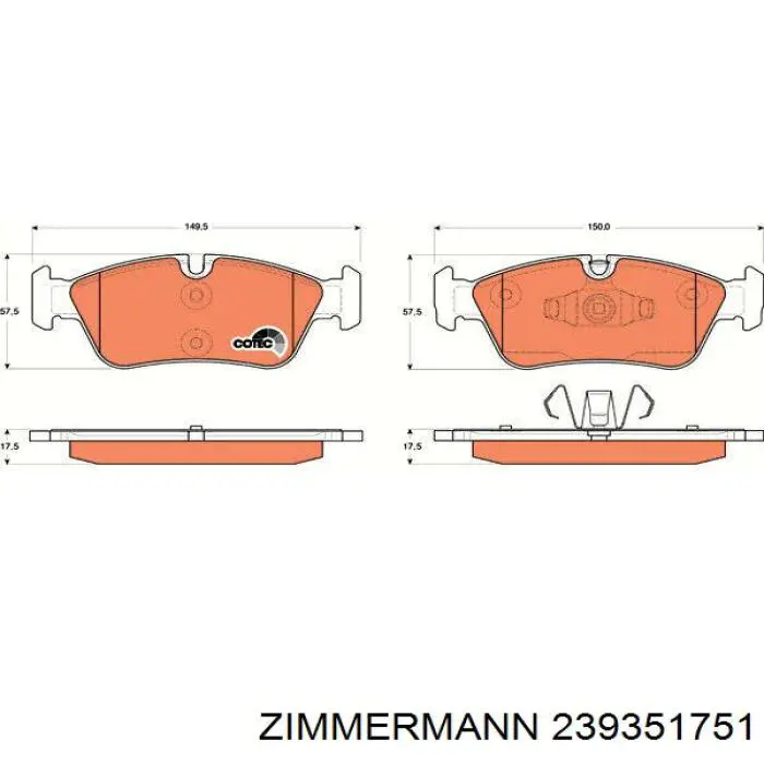 Передние тормозные колодки 239351751 Zimmermann