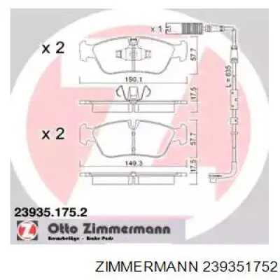 Передние тормозные колодки 239351752 Zimmermann