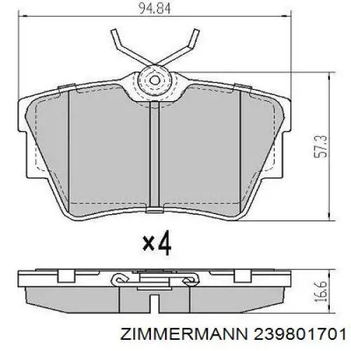 Задние дисковые колодки Zimmermann 239801701