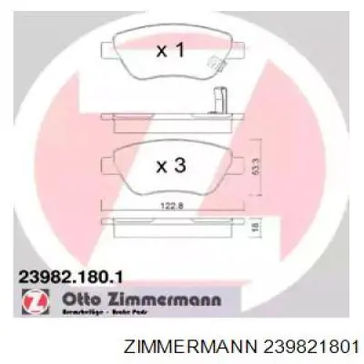 Передние тормозные колодки 239821801 Zimmermann