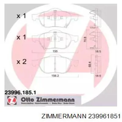 23996.185.1 Zimmermann колодки тормозные передние дисковые
