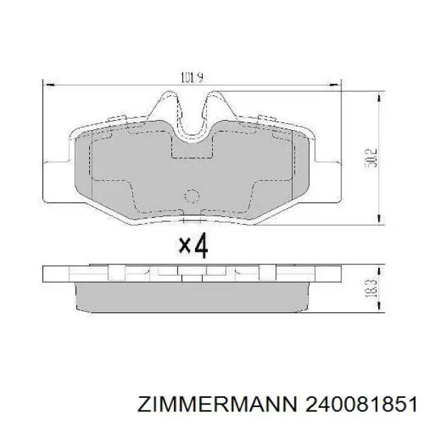 Задние тормозные колодки 240081851 Zimmermann