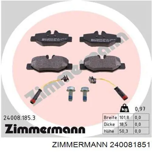 Колодки дисковые  Zimmermann 240081851 цена, от 29.46 USD