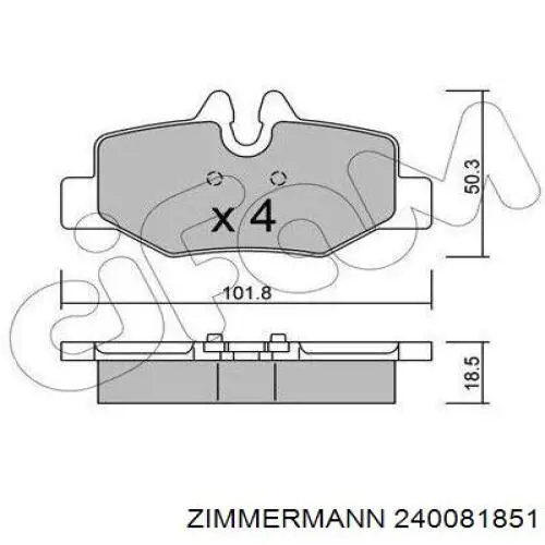 Купить 240081851 Zimmermann Колодки тормозные задние, дисковые