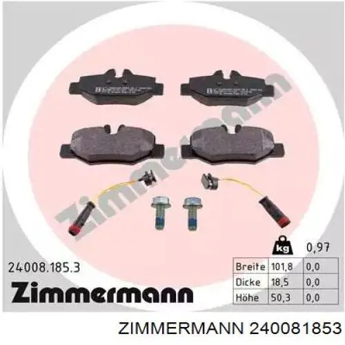240081853 Zimmermann колодки тормозные задние дисковые