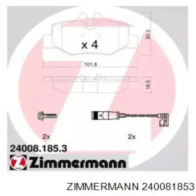Купить 240081853 Zimmermann Колодки тормозные задние, дисковые