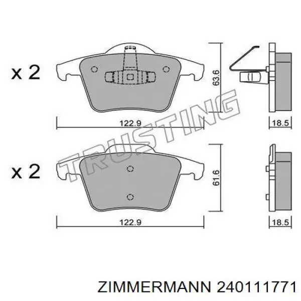 Колодки дисковые  Zimmermann 240111771 цена, от 38.37 USD