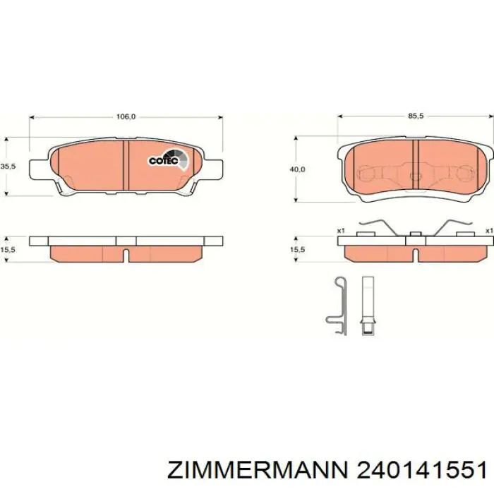 Колодки дисковые  Zimmermann 240141551 цена, от 28.92 USD