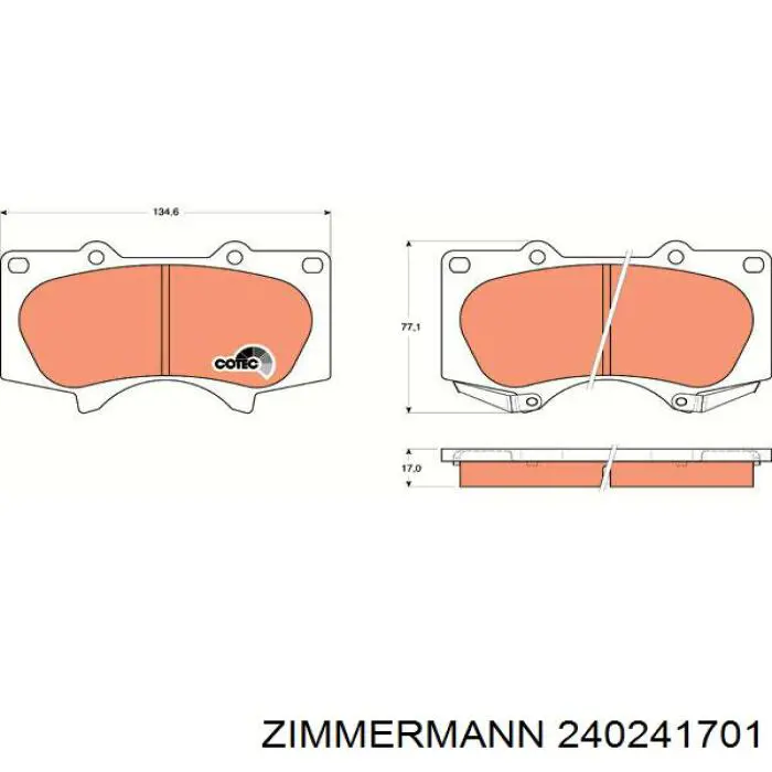 Передние тормозные колодки 240241701 Zimmermann