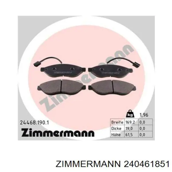 Передние тормозные колодки 240461851 Zimmermann