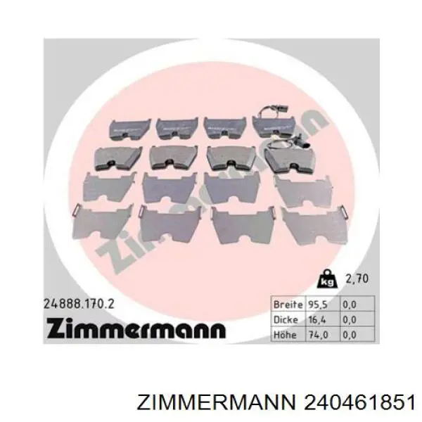 Передние тормозные колодки 240461851 Zimmermann
