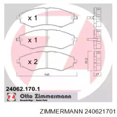 240621701 Zimmermann колодки тормозные передние дисковые