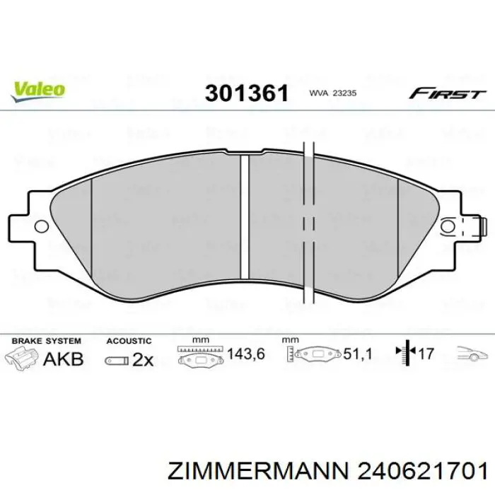 Колодки Zimmermann 240621701 цена, от 16.38 USD