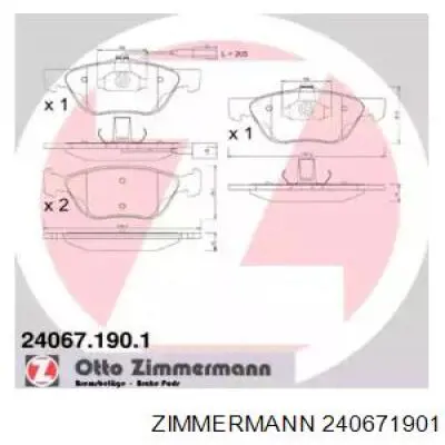 24067.190.1 Zimmermann колодки тормозные передние дисковые