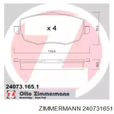 Передние тормозные колодки 240731651 Zimmermann