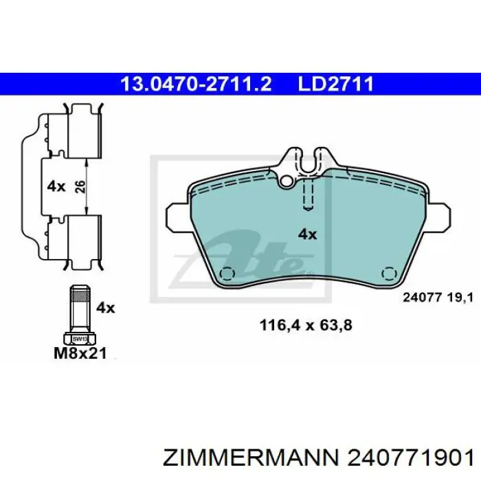 Тормозные колодки Zimmermann 240771901