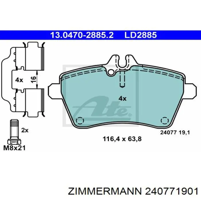 Колодки Zimmermann 240771901 цена, от 39.31 USD